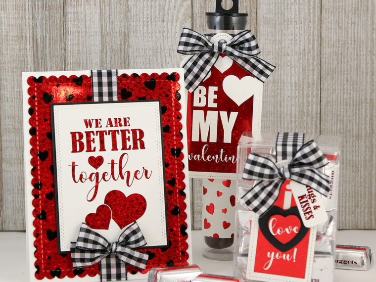 Valentines Day Card and Gift Set by Juliana Michaels featuring Therm O Web Adhesives and Gina K Designs Foil Mates and Fancy Foils