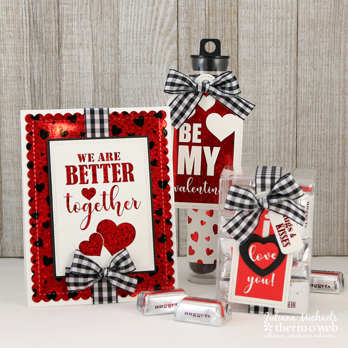 Valentines Day Card and Gift Set by Juliana Michaels featuring Gina K Designs New Valentine Love Collection with Therm O Web