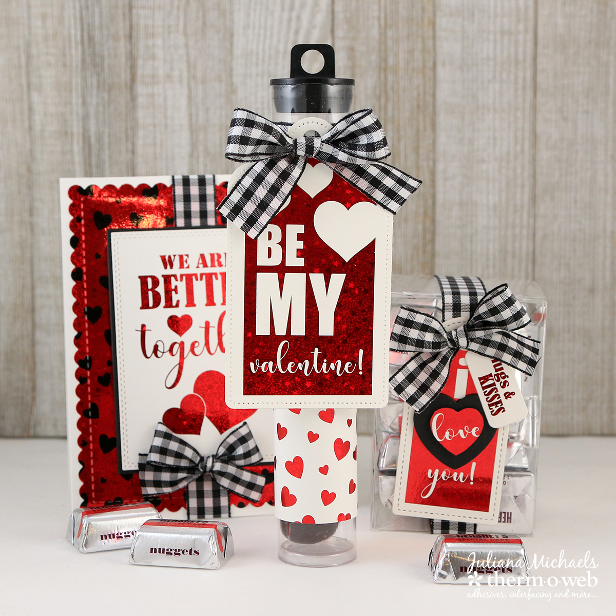 Valentines Day Card and Gift Set by Juliana Michaels featuring Gina K Designs New Valentine Love Collection with Therm O Web