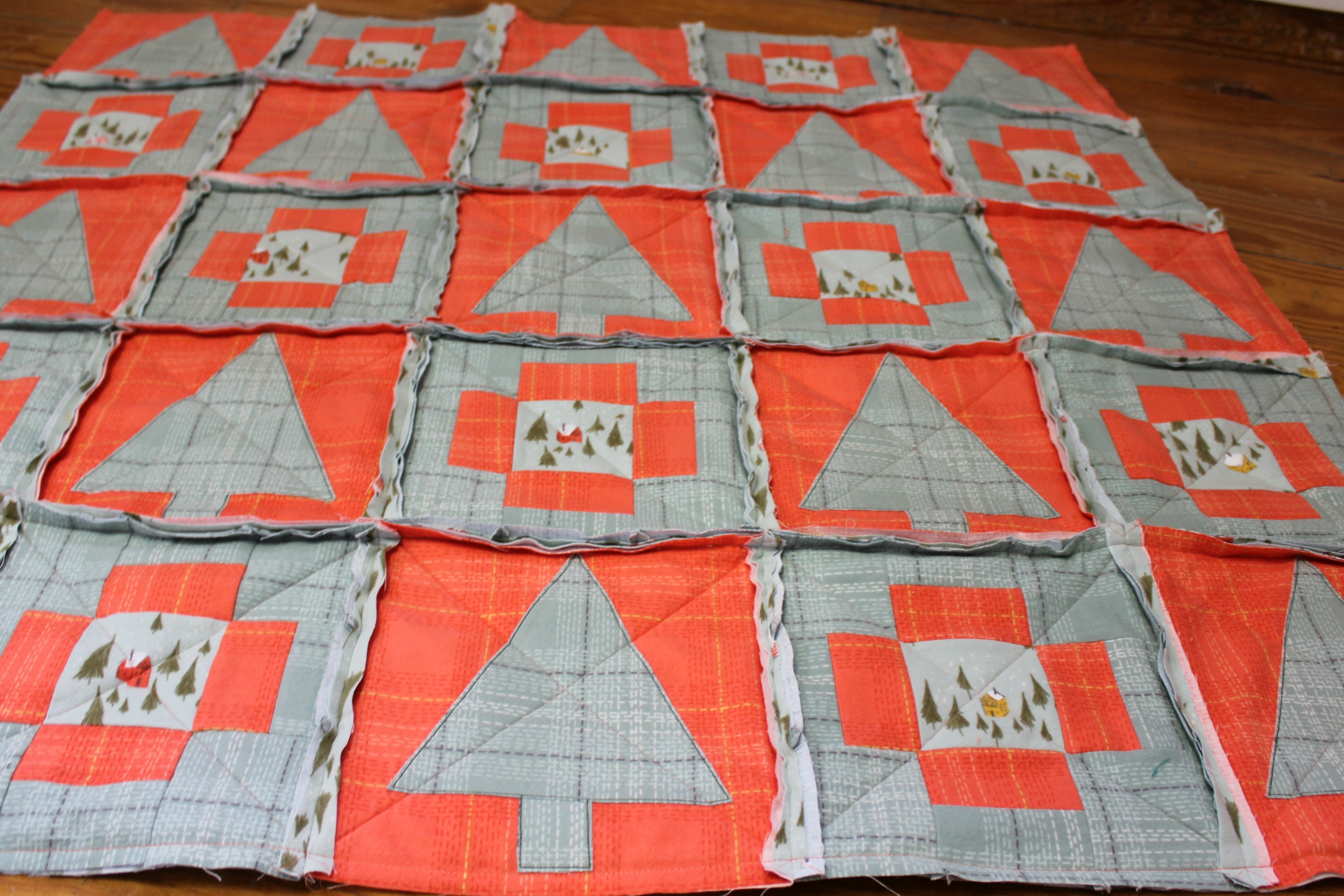 Cabin quilt ready for clipping