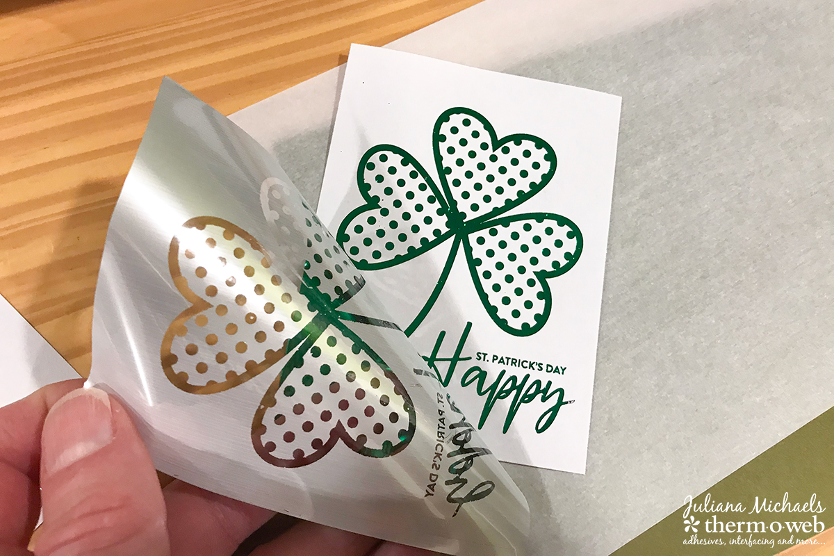 St. Patrick's Day Card and Gift Set Tutorial by Juliana Michaels featuring Therm O Web Deco Foil and Adhesives
