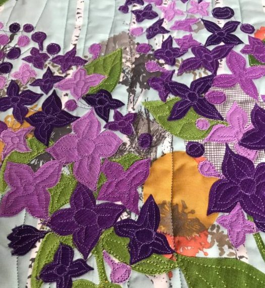 spring quilted lilac wall hanging