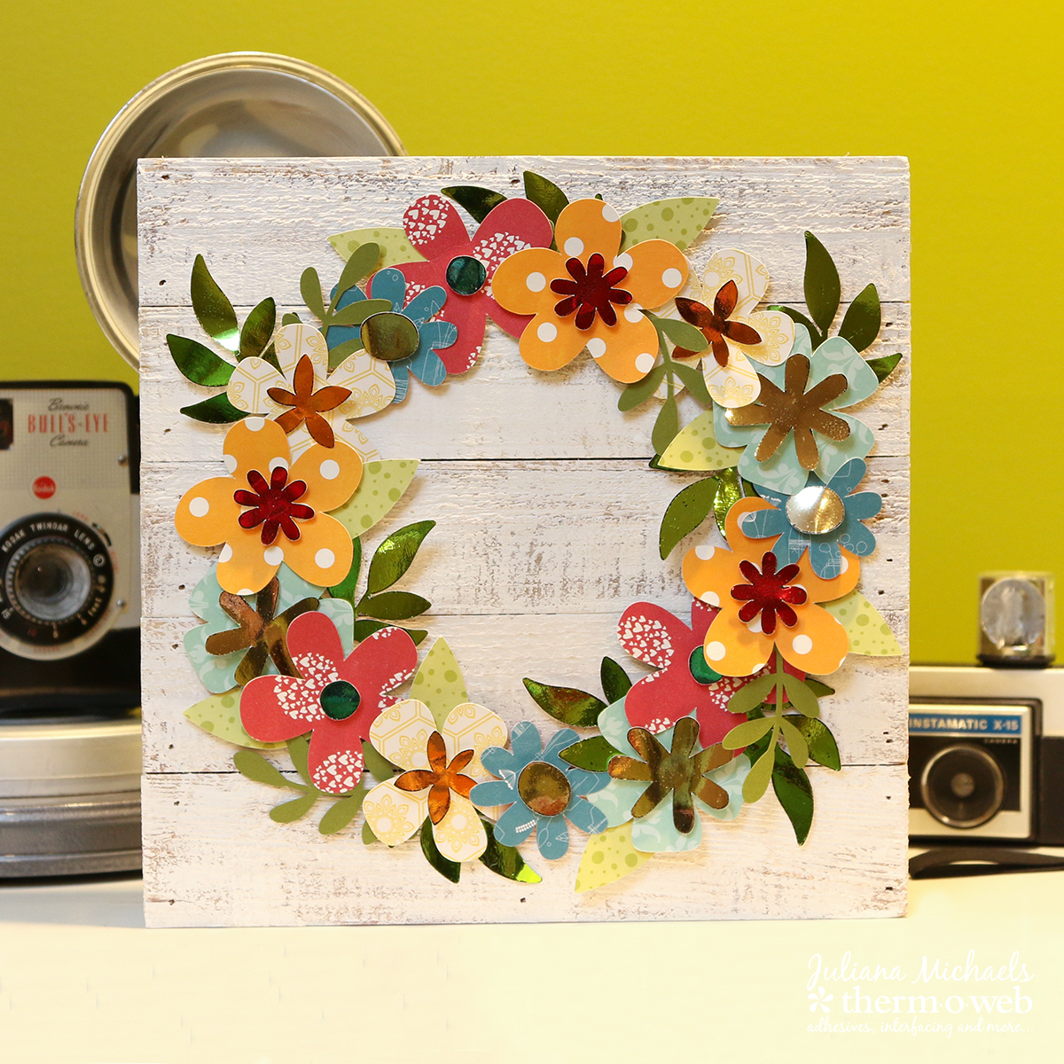 Deco Foil Spring Wreath by Juliana Michaels featuring Therm O Web Deco Foil, Transfer Sheets and Adhesives