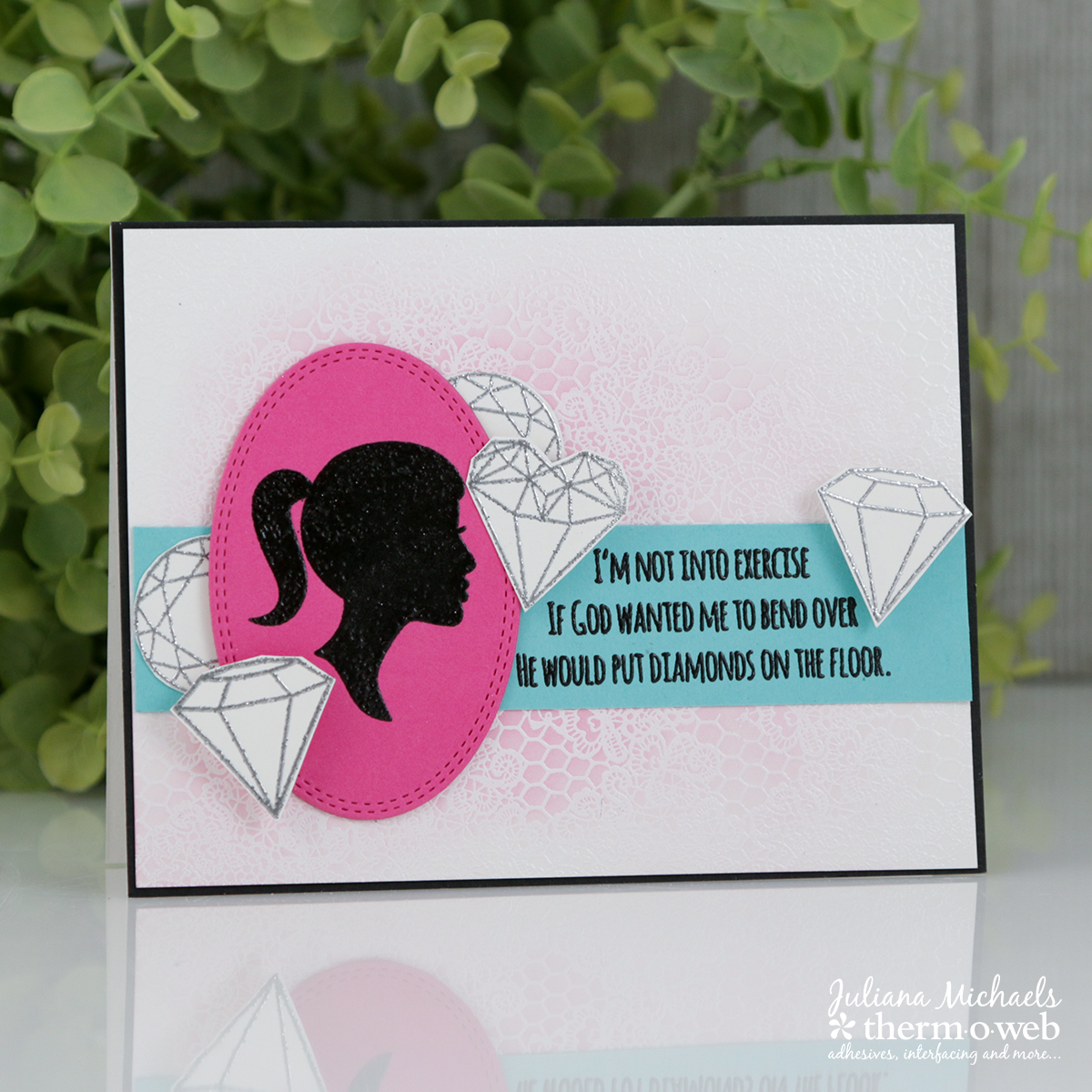 Diamonds Card by Juliana Michaels featuring Brutus Monroe and Therm O Web Adhesives