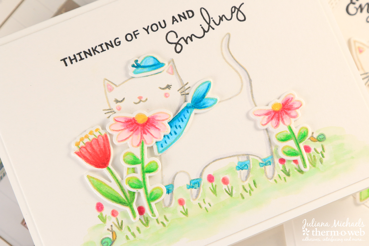 Thinking Of You Card with Waffleflower Stamps and Therm O Web Foam Adhesive