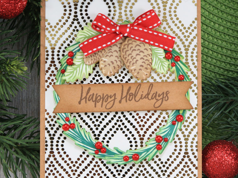 Happy Holidays Christmas Card by Juliana Michaels featuring Therm O Web Decorfoil, Clear Toner Sheets and Adhesives