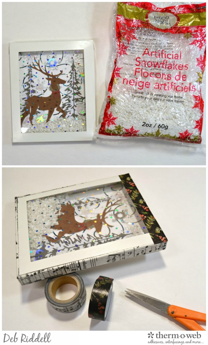 Winter Wonderland Shaker Shadow Box Created With Deco Foil Tutorial Step
