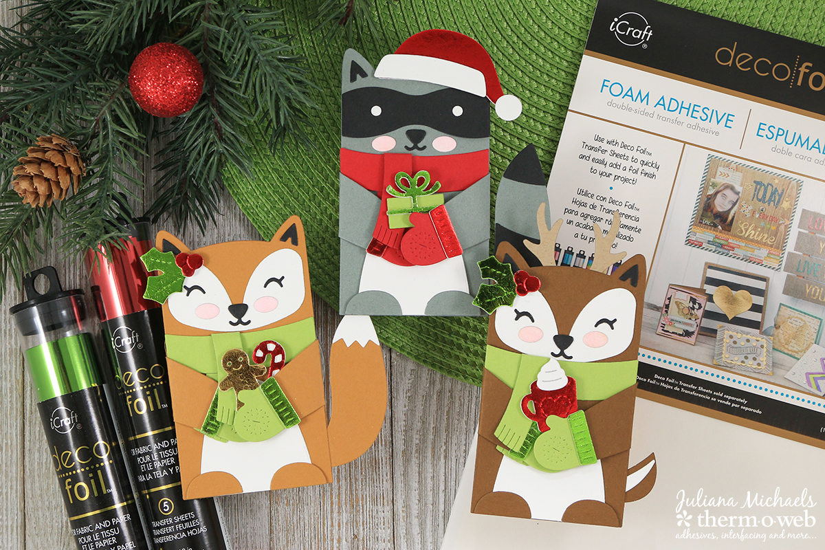 Woodland Critter Holiday Gift Card Holders by Juliana Michaels featuring Lawn Fawn and Therm O Web DecoFoil