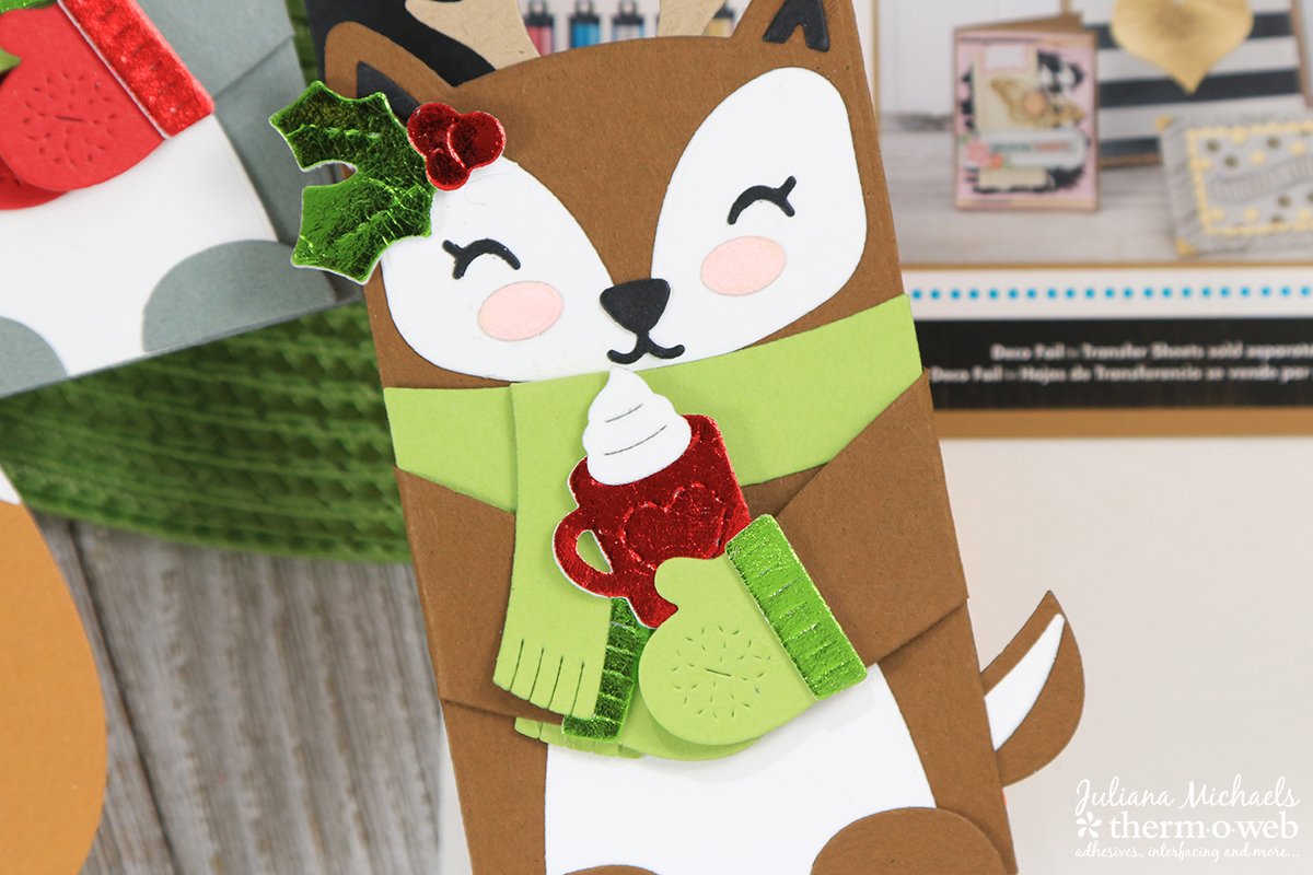 Deer Woodland Critters Huggers Holiday Gift Card Holder by Juliana Michaels featuring Lawn Fawn and Therm O Web DecoFoil