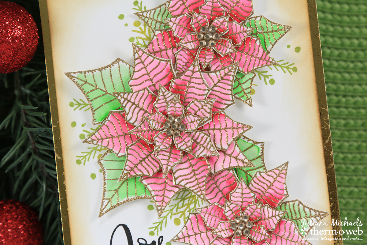 3D Poinsettia Christmas Card by Juliana Michaels featuring Joy Clair Stamp Set and Therm O Web Deco Foil and Adhesives