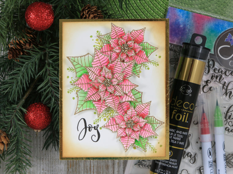 Joy Christmas Card with Joy Clair Stamps and Deco Foil