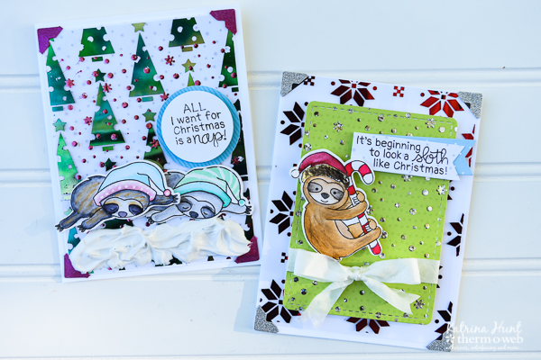 Sloth Christmas Cards with Newton's Nook and Deco Foil