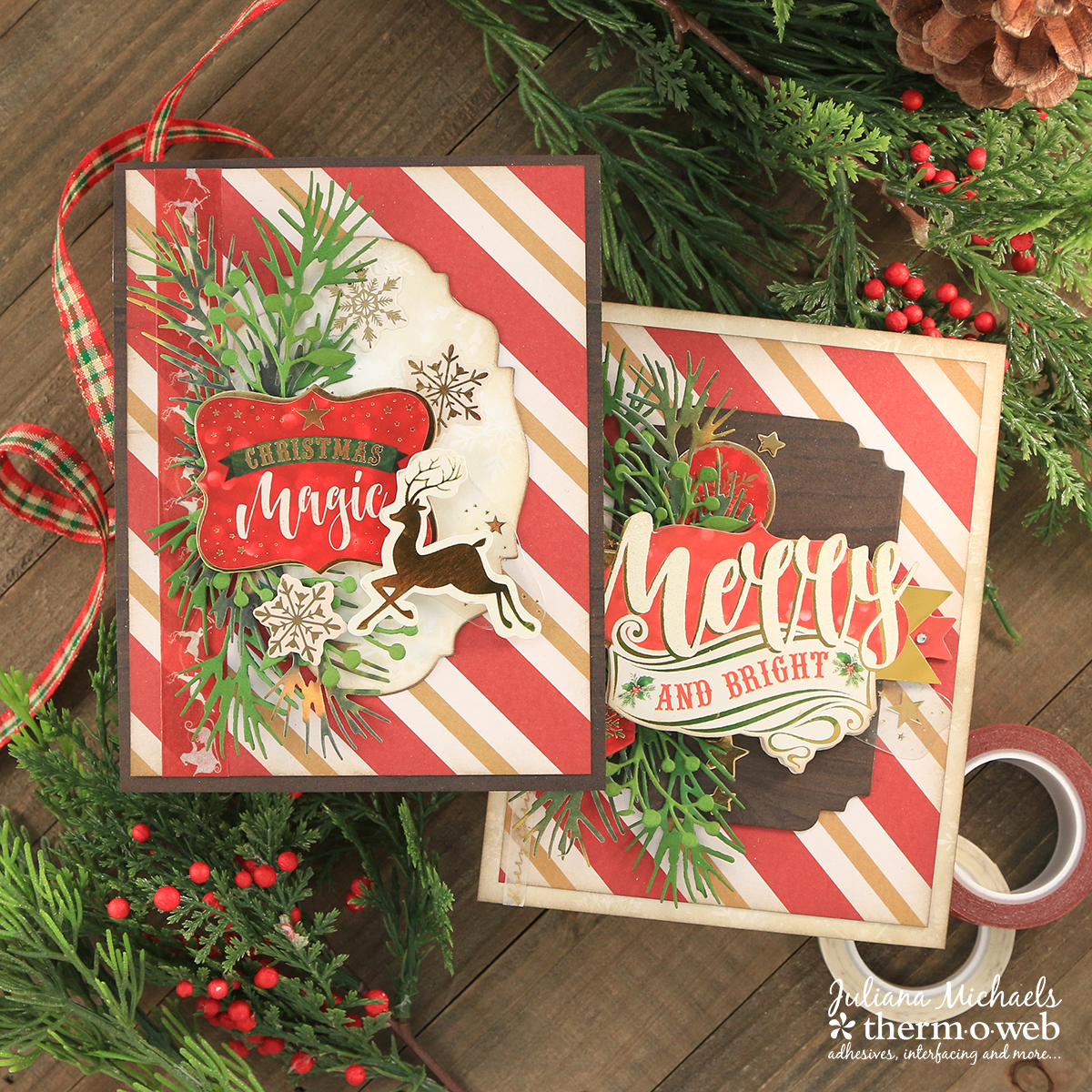 Christmas Cards by Juliana Michaels featuring Therm O Web Adhesives and Paper House Productions Christmas Joy Collection