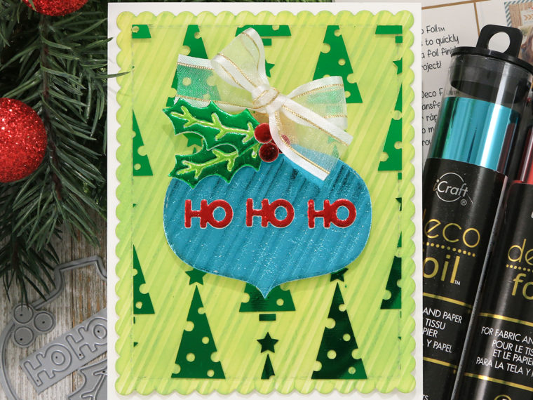 Foiled Die Cut Christmas Card by Juliana Michaels featuring Newton's Nook Designs and Therm O Web