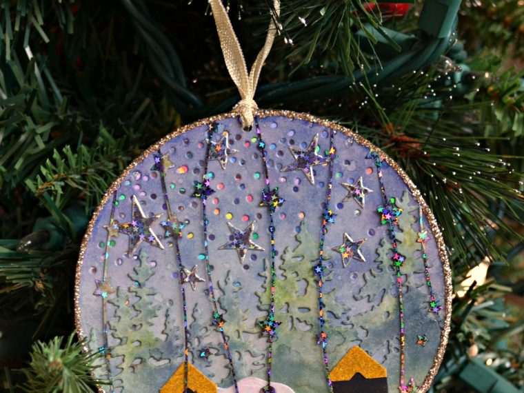 Starry Night Snow Globe Christmas Ornament