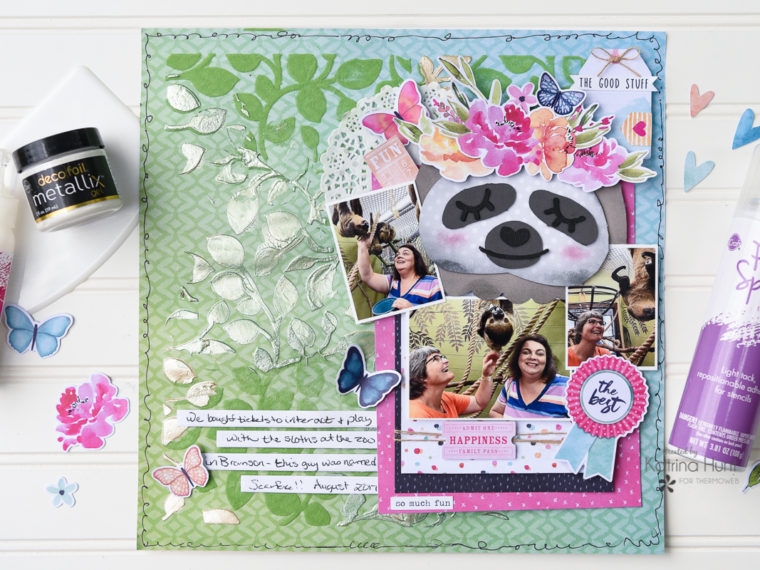 Sloth Scrapbook Layout with Deco Foil Metallix