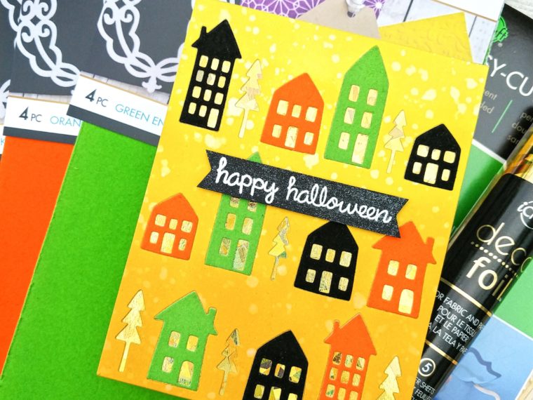 Happy Halloween Card with Deco Foil Flock