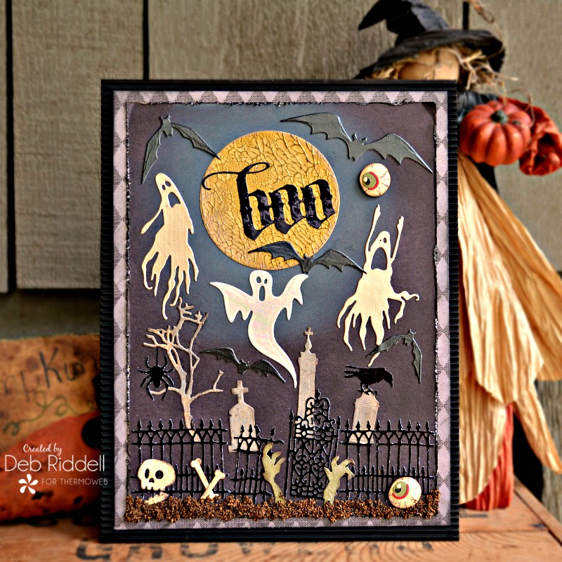 Haunted Graveyard Halloween Plaque With Deco Foil Metallix Gel and Foil