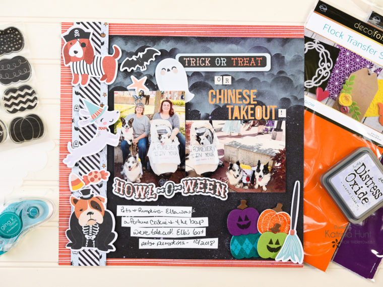 Halloween Scrapbook Page with Deco Foil Flock