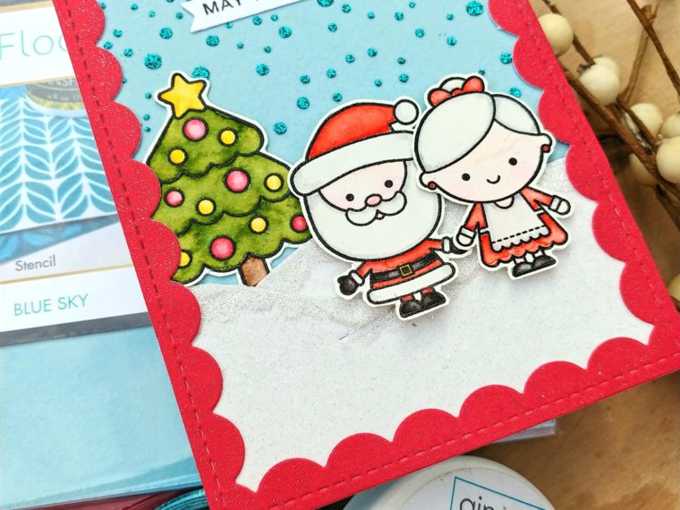 Santa Card with Glitz and Flock