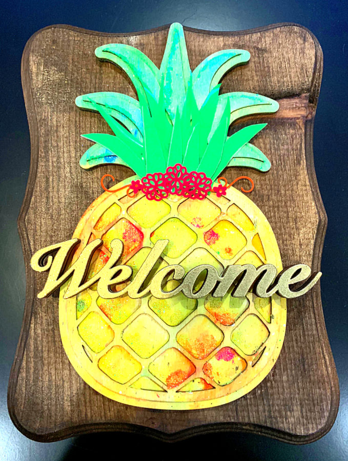 Welcome Mixed Media Sign with Neon Enamels