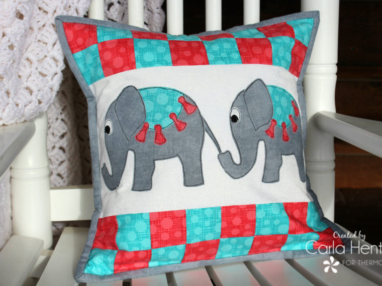 Elephant Parade Patchwork Pillow