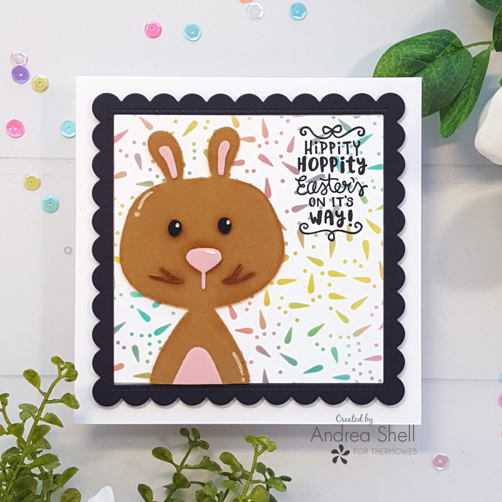 Flocked Bunny Easter Card by Andrea Shell
