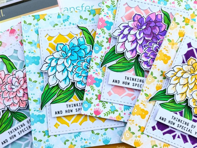 Spring Floral Cards with Flock
