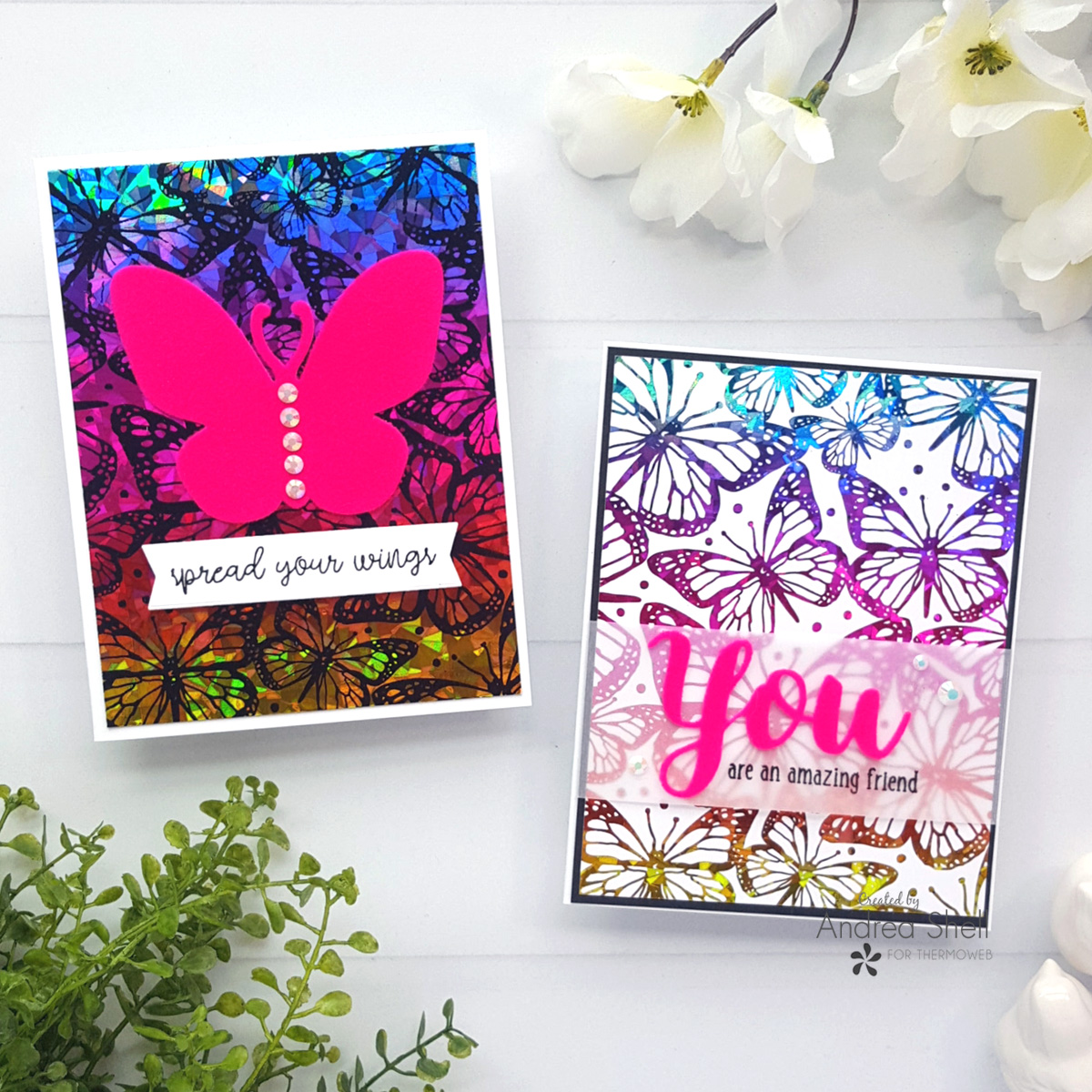 Rainbow Butterfly Cards by Andrea Shell