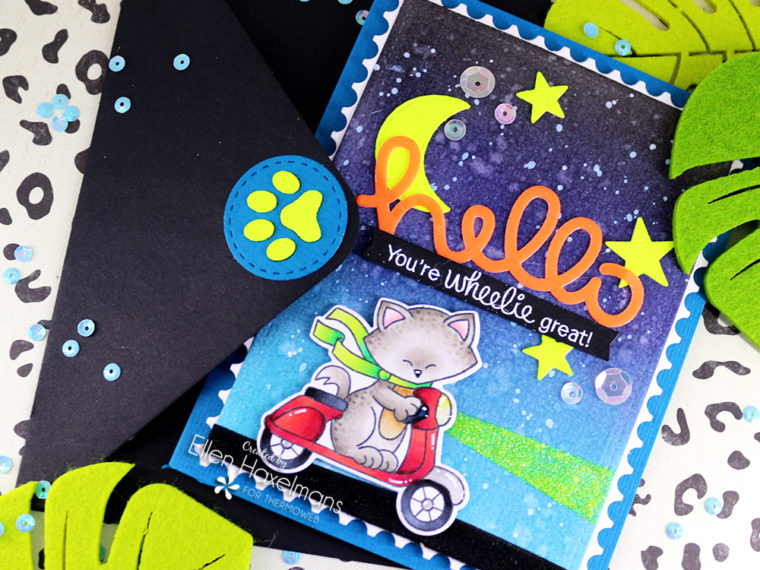 Card with Neon Flock and Stencils