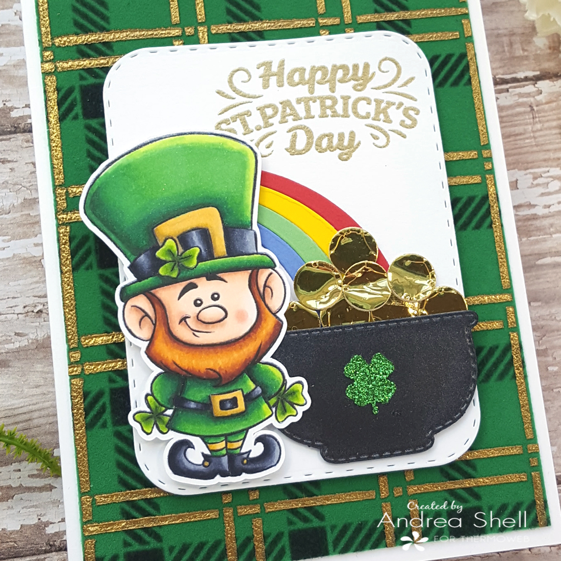 St. Patrick's Day Card with stenciled flock by Andrea Shell 