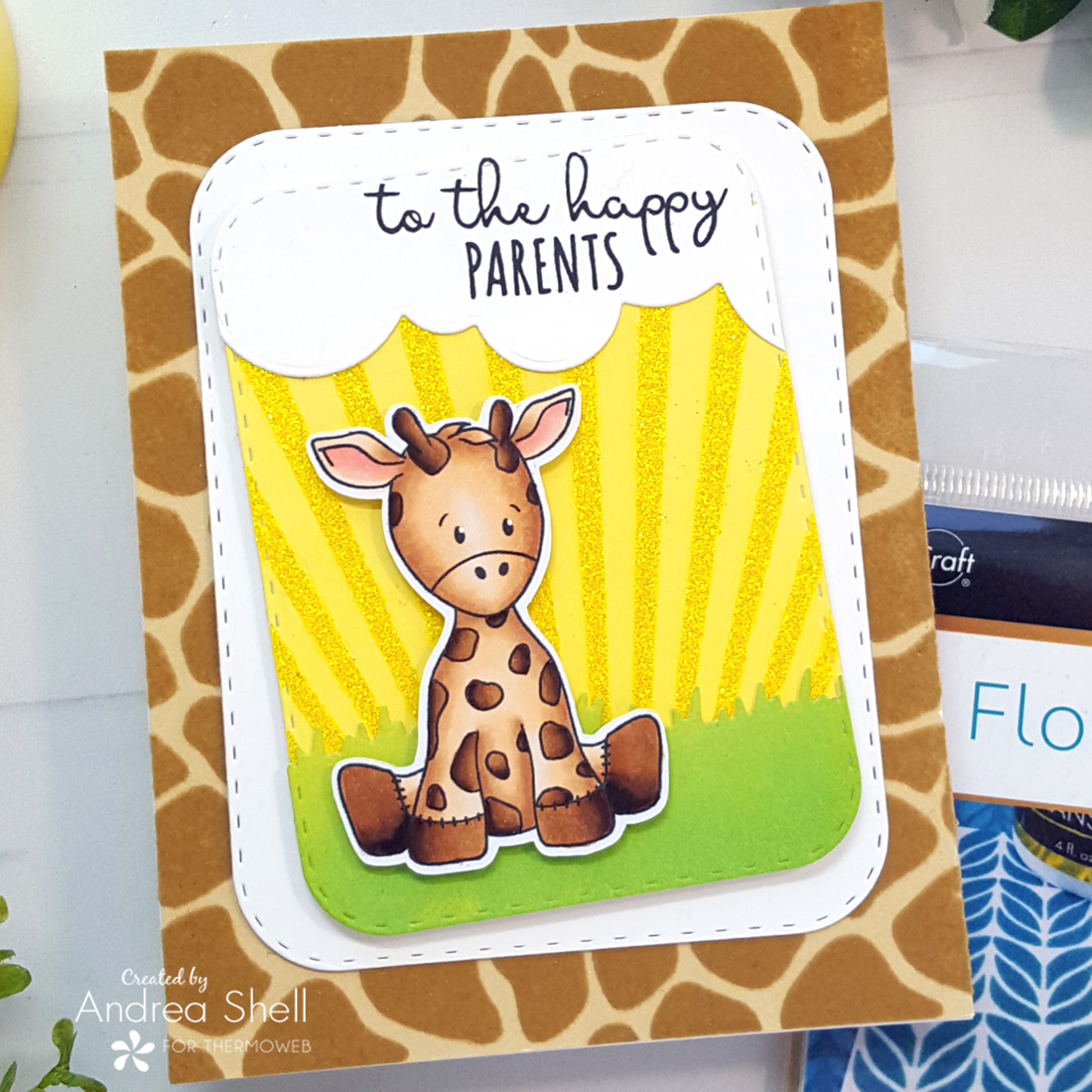 Giraffe Baby Card by Andrea Shell | Baby Animals stamp by Whimsy Stamps