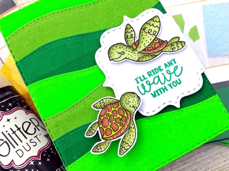 Sea Turtle Card with Deco foil Flock