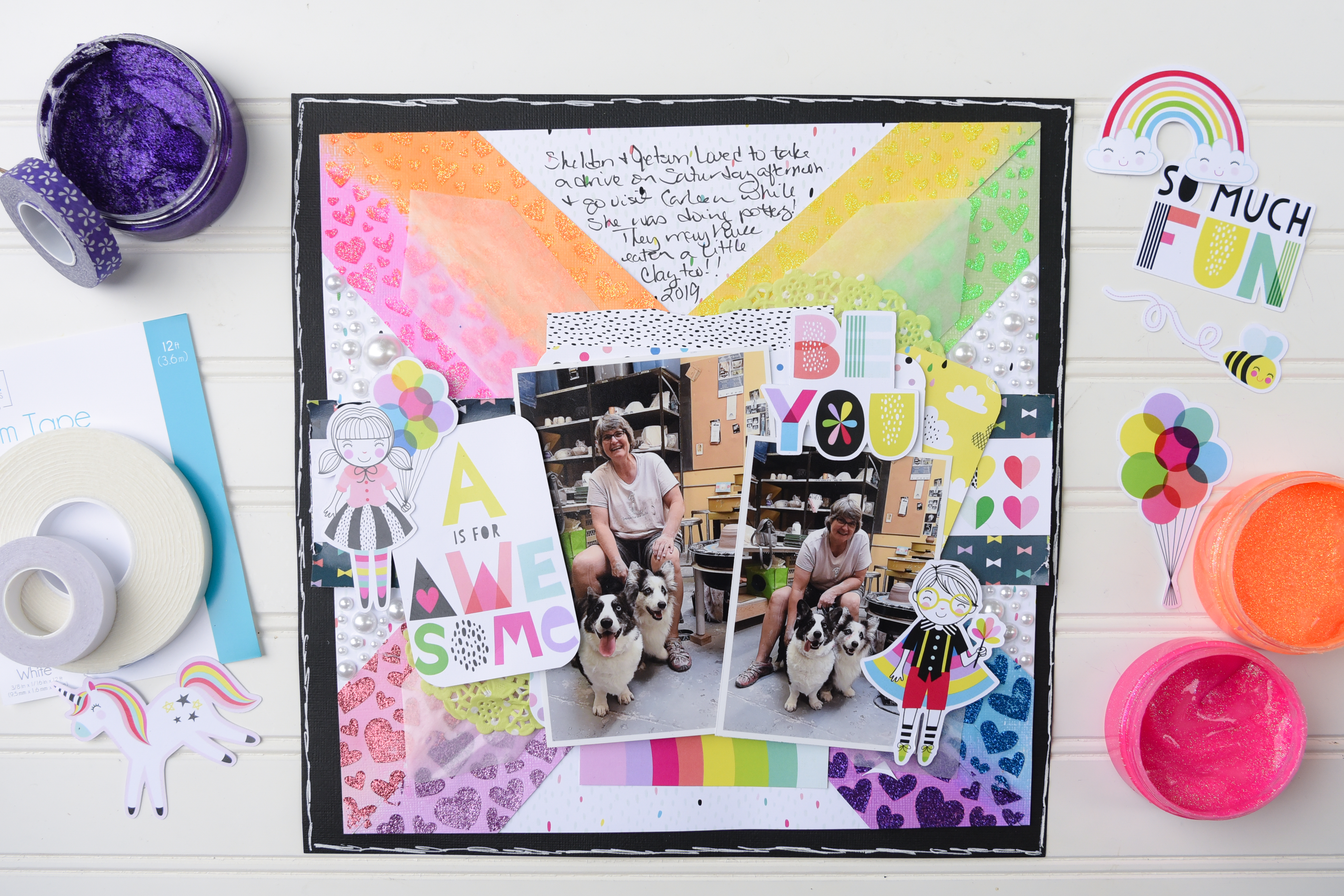 GLAM FS A is For Awesome Layout with Glitz Glitter Gel by Katrina Hunt-