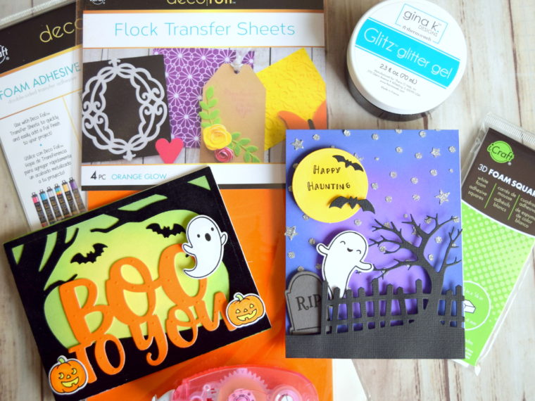 Halloween Cards with Glitz and Deco Foil Flock