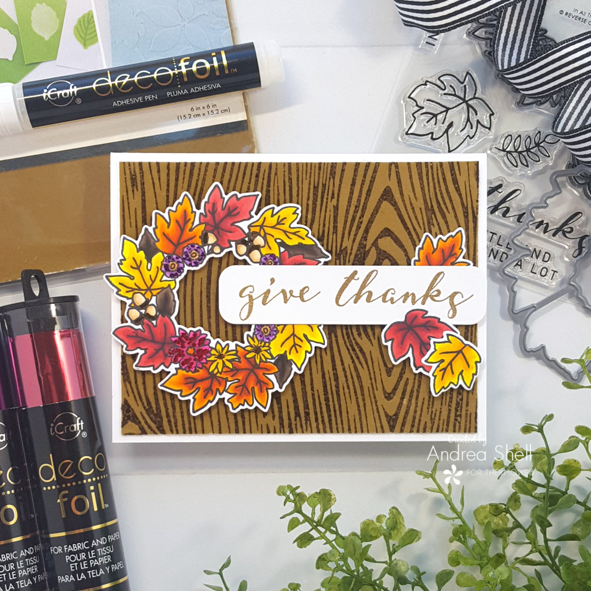 Give Thanks card by Andrea Shell | In All Things stamp by Reverse Confetti