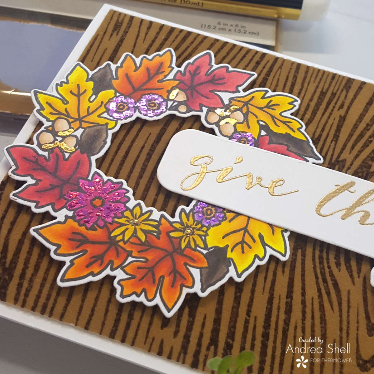 Give Thanks card by Andrea Shell | In All Things stamp by Reverse Confetti