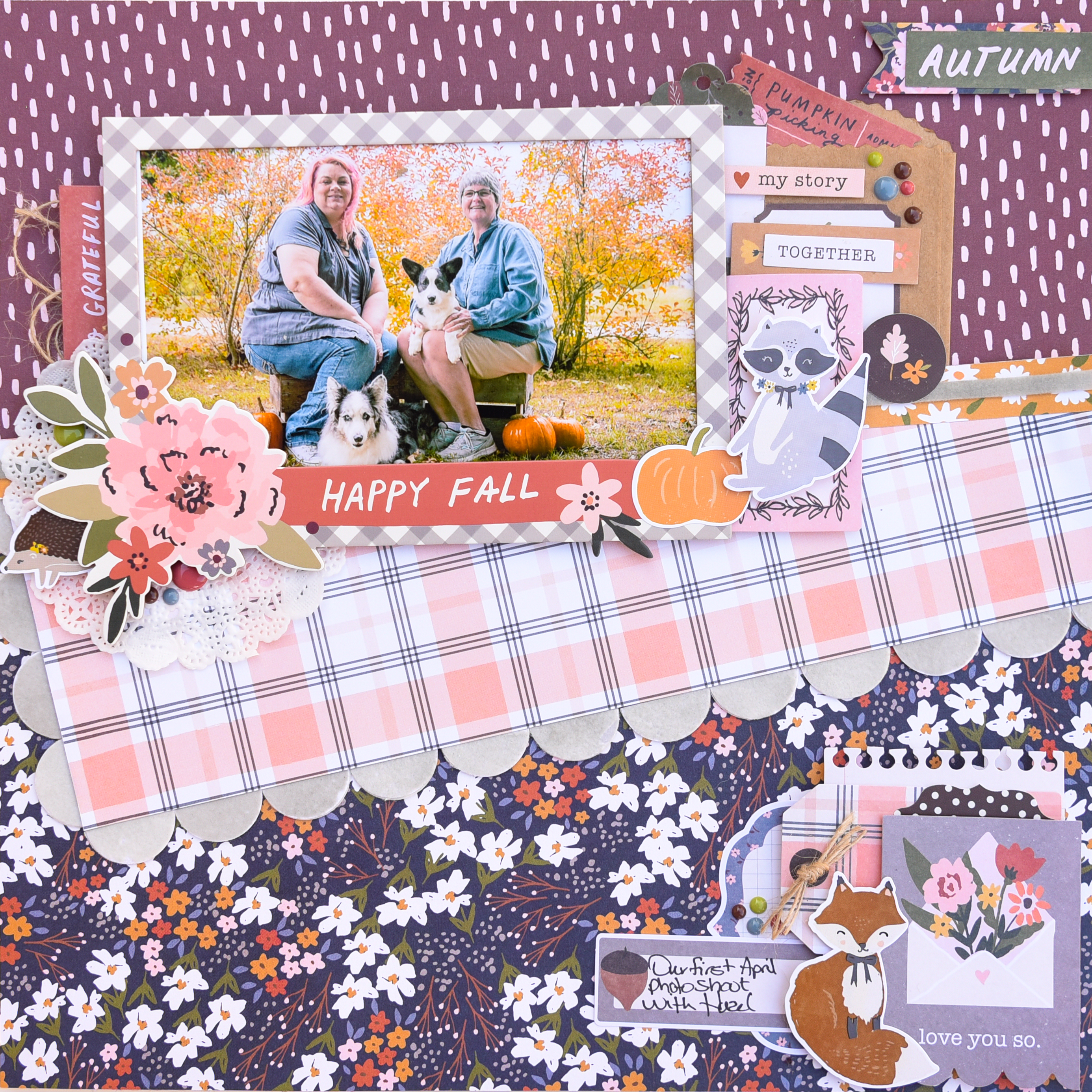 FS Happy Fall Layout with Easy Flocked DIY Punched Border by Katrina Hunt-2