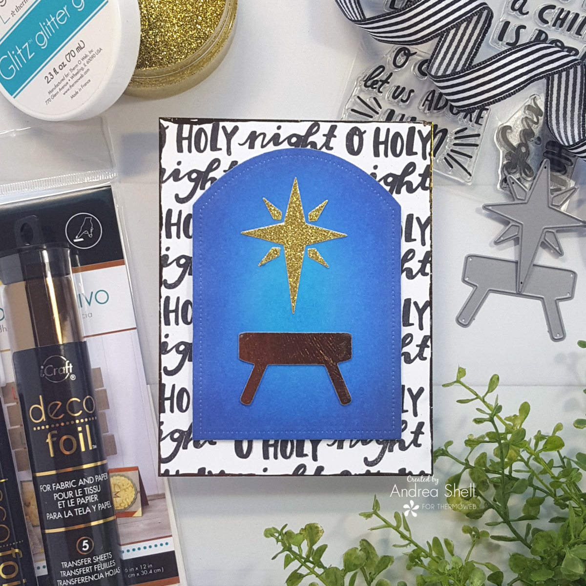 Manger Card by Andrea Shell | The Best Gift of All stamp by Reverse Confetti