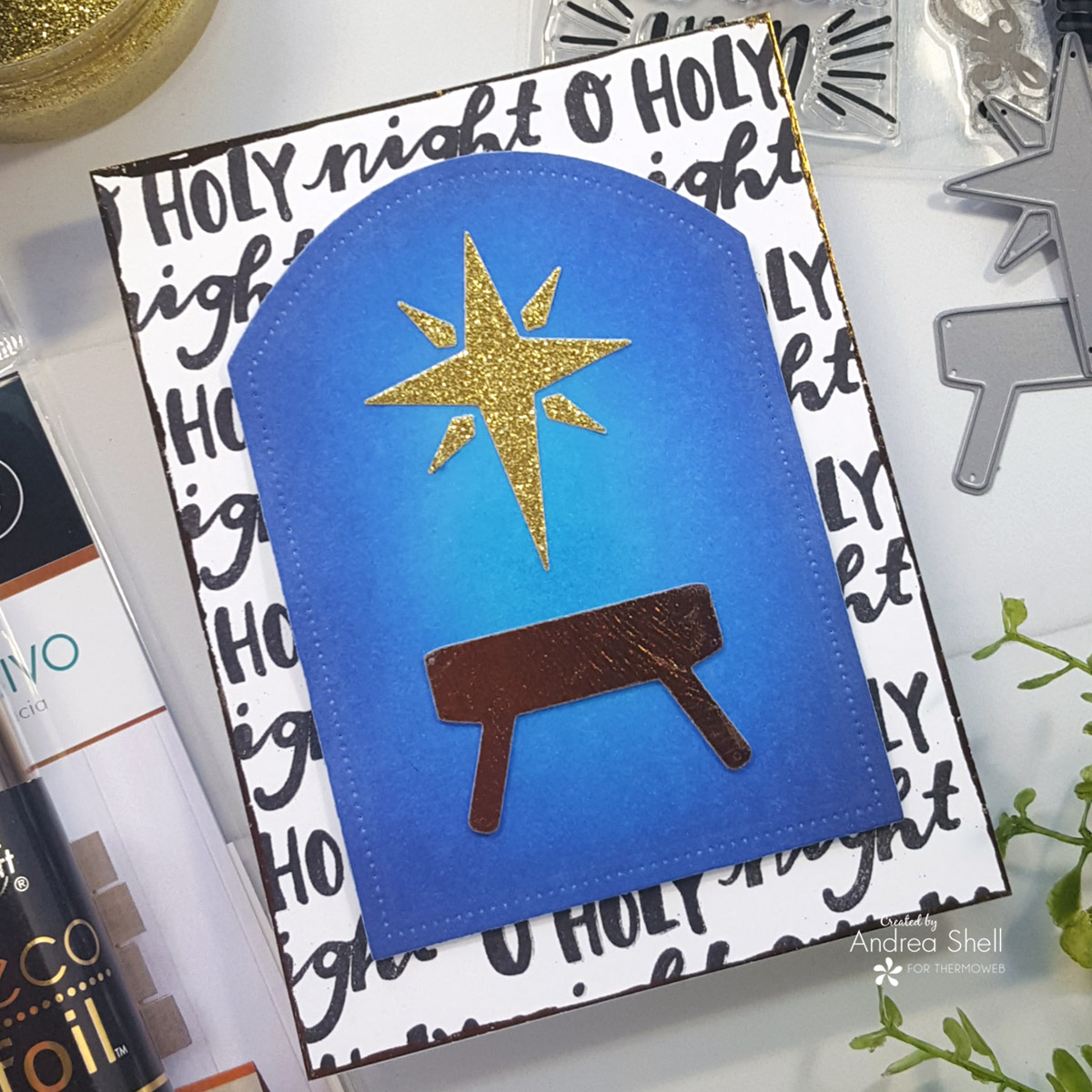 Manger Card by Andrea Shell | The Best Gift of All stamp by Reverse Confetti