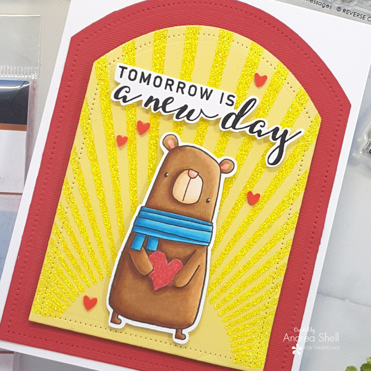 New Day Bear Card by Andrea Shell | Mixed Messages and Big Bear stamps from Reverse Confetti