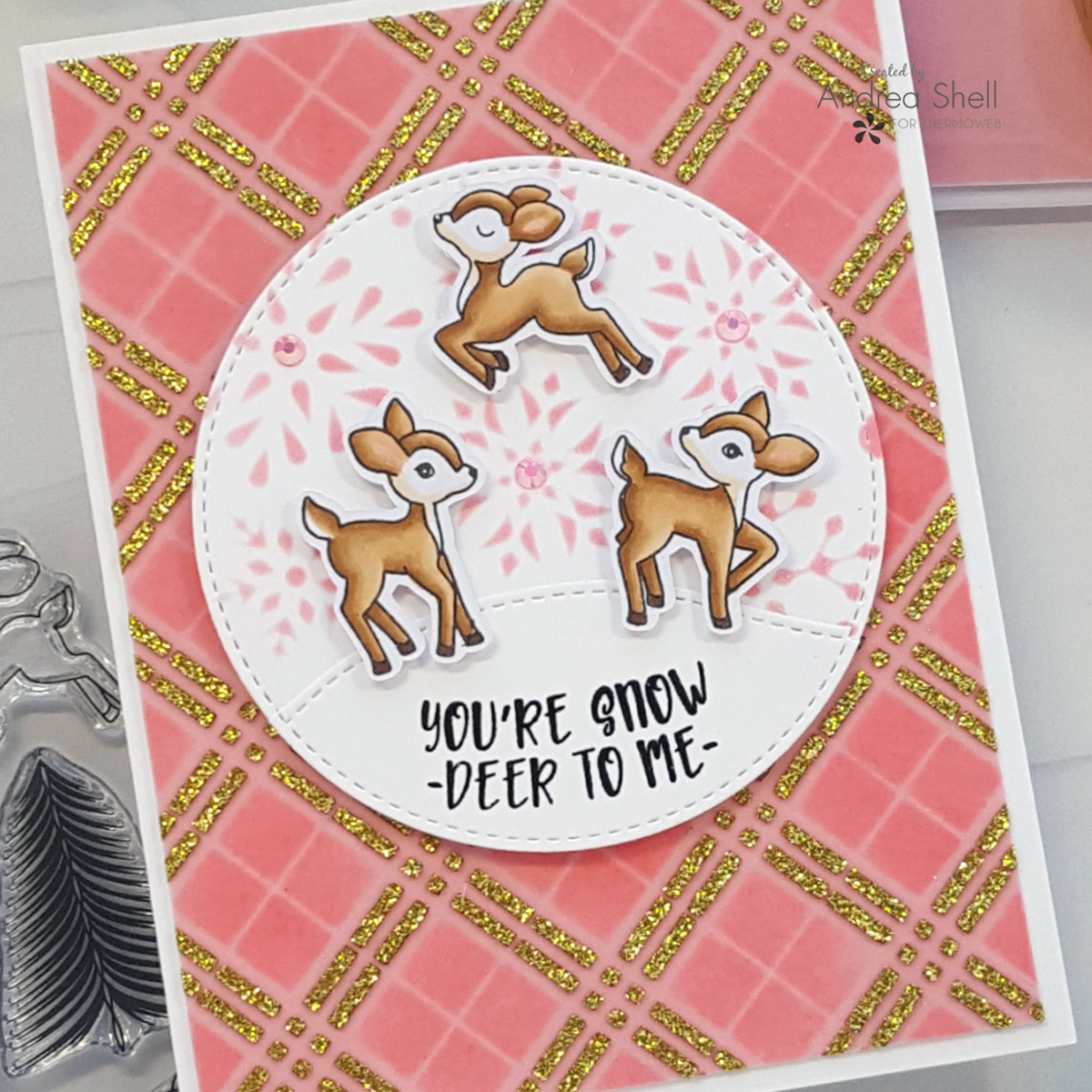 Snow Deer card by Andrea Shell | Snow Deer to Me stamp by LDRS Creative