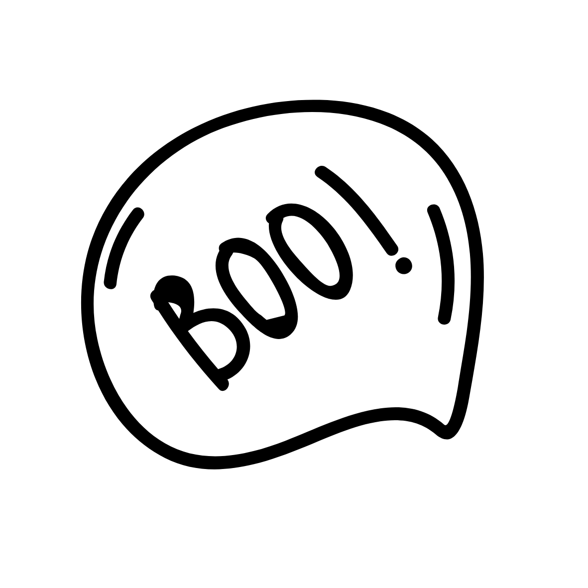 Black White Boo Calligraphy Sticker