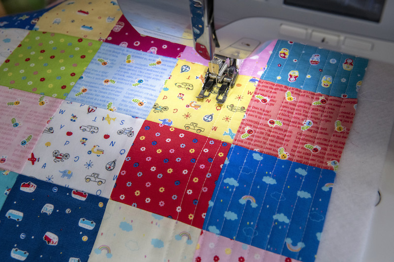 patchwork tote quilting sides