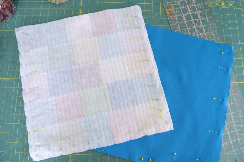 patchwork tote pinning sides