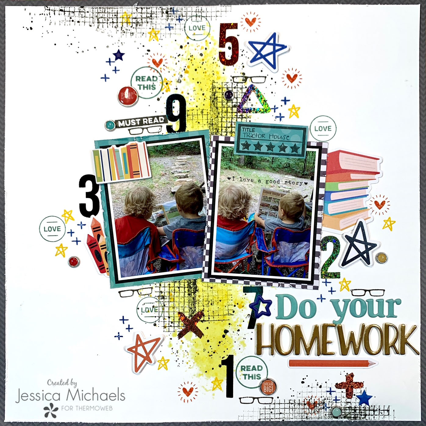 Back to School Week - Do Your Homework Scrapbook Layout - Therm O Web