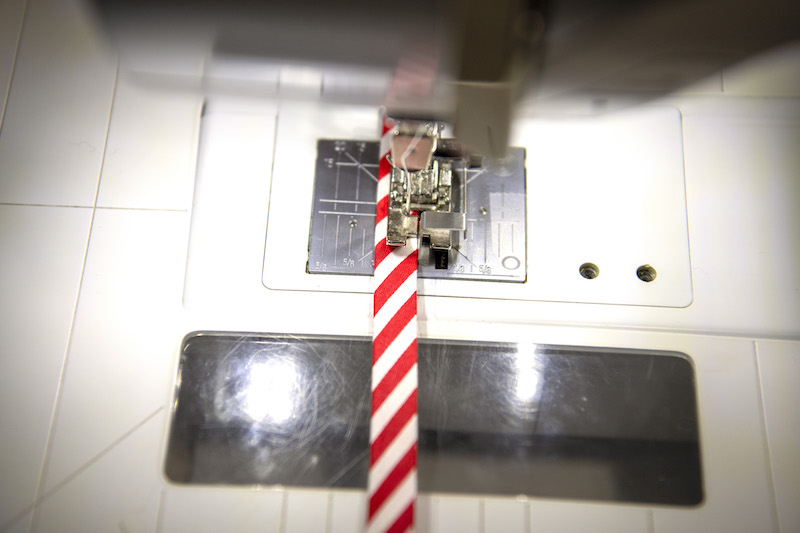 prep bias tape for candy cane loops