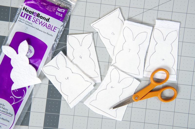 traced bunny pieces with heatnbond