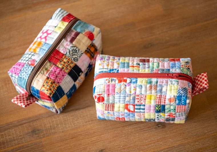 postage stamp boxy pouch finished project