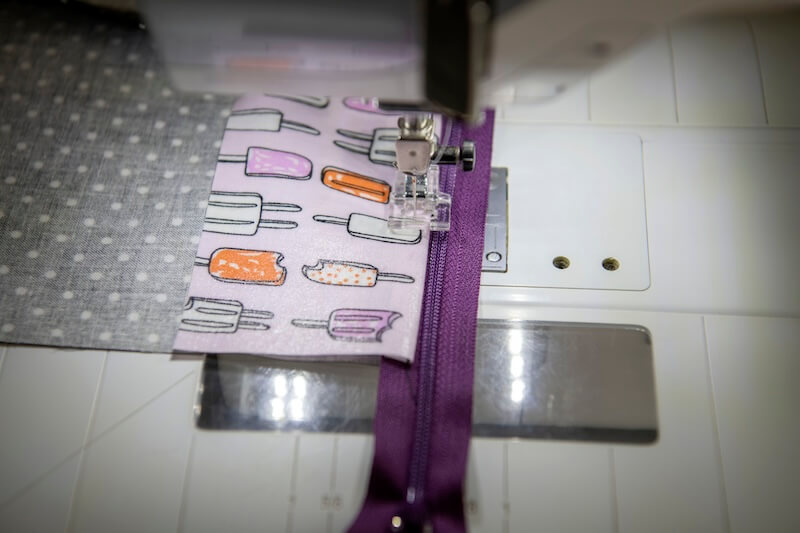 sew zipper into place